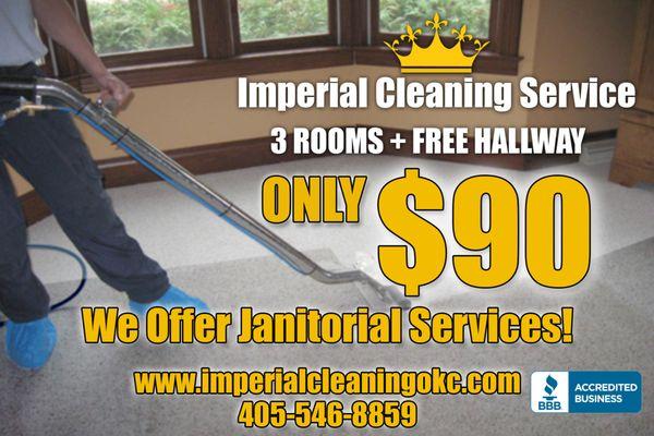 3rooms free hallway carpet cleaning call us now 405-546-8859!