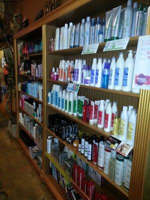 We carry Matrix, Tigi, and Dermalogica.