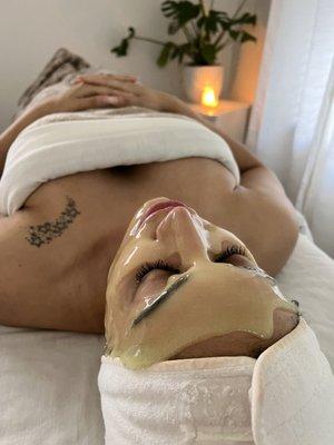 Dermablading facial with Hydro Jelly Mask. Left my skin glowing!