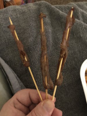 This is what they call beef on a skewer. Pathetic