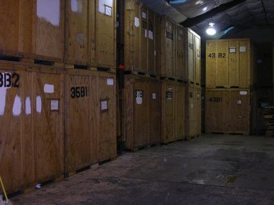 This is the inside of our climate controlled storage facility; where the storage crates are stacked