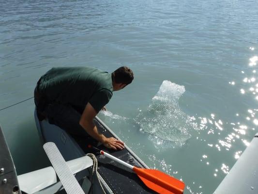 Adam made one stop so we could pick up some glacier ice for our drinks.  With we would have had a cooler.