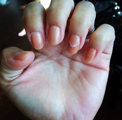 Just gel nail polish done on my natural nails. It's been three weeks and it's still on my nails. Love it!