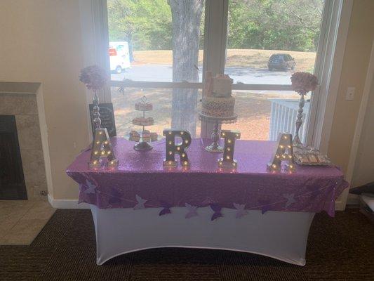 Treat table with our Marquee letters