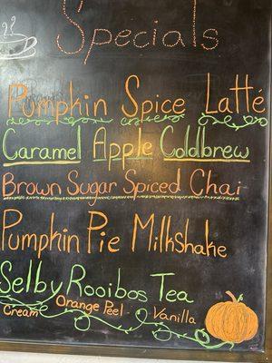 New Fall line up of Tasty drinks served by the sweetest Barista .