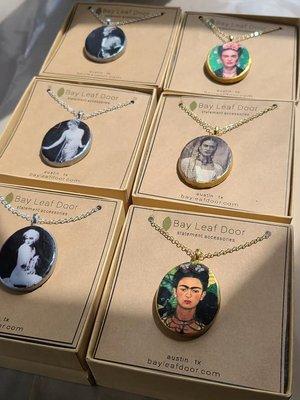 Artisan Ceramic Necklace Pendants. I love Frida Kahlo!