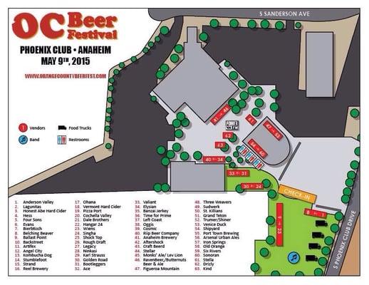 2015 venue map at the Phoenix club.