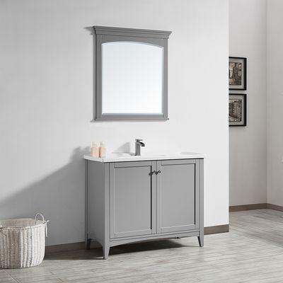 40" Vanity in Grey with White Ceramic Counter top With Mirror