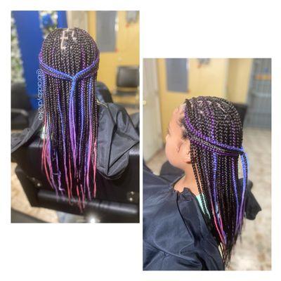 Kids box braids /w color