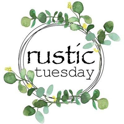 Logo for rustic Tuesday Featuring rustic watercolor eucalyptus wreath with wire