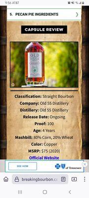 Old 55 distillery bourbon