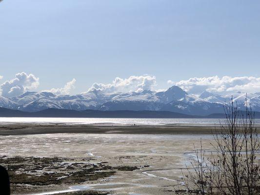 Low tide at Eagle beach in Juneau, Alaska. Chilkat mountains in the background.