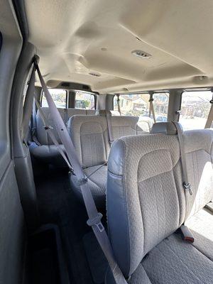 Full interior detail of 12 passenger van