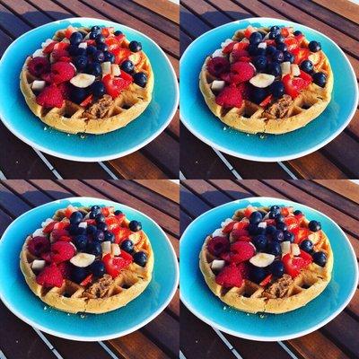 How about Homemade Almond Flour Waffles with Almond Butter and Berries for Breakfast?