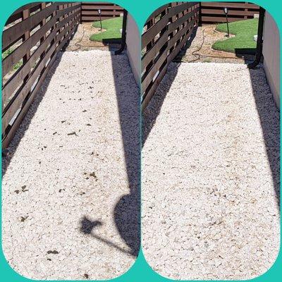 Side by side before and after of no poop left behind.