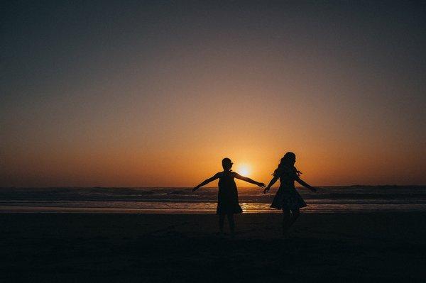 Sisters at sunset