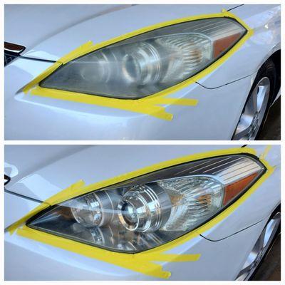 Headlight Restoration, we were able to save the client money on buying a new set of headlights.