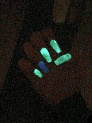 my glow in the dark nails, in the dark