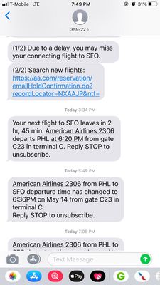 Just a text from AA on the flight delay. This is not all the delays, they are just minimizing the texts.