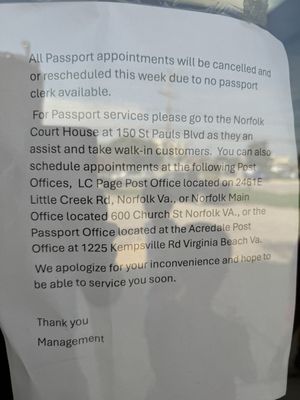 Status of Passport services