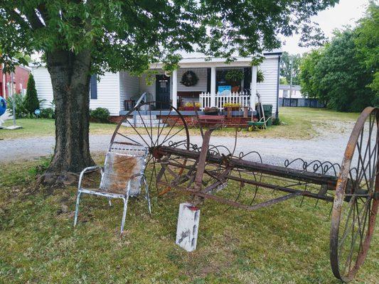 Yard art at Cloud 9 Antiques and Such. We have antiques, furniture, household items, crafts.