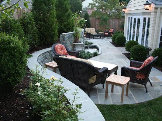 Flagstone Patio and Retaining Wall  in Bethesda, MD by Land Art Design, Inc.