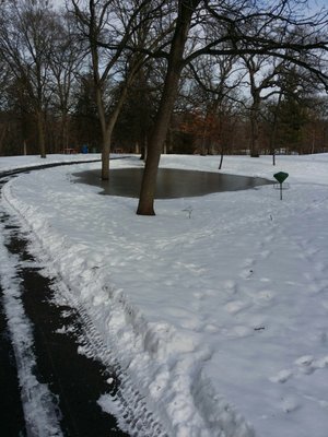 Our thaw and refreeze has made a nice skating area.