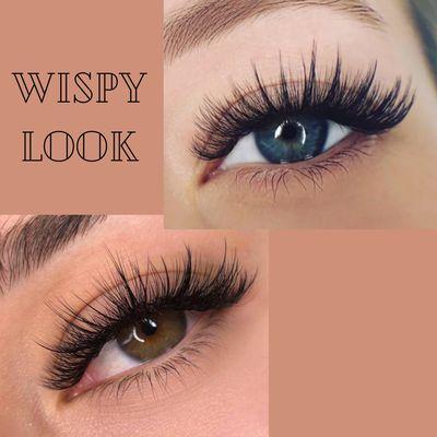 The wispy look is created by placing spikes evenly spaced along the lash line giving your lashes a feathery appearance.