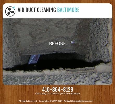 Air duct before cleaning