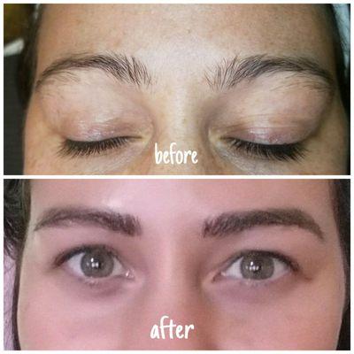 Before and after images of microblading