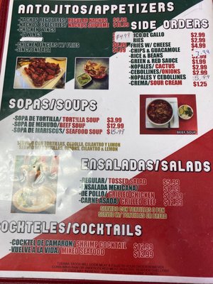 Appetizers/sides/soups/salads/cocktails