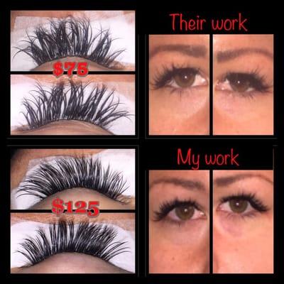 Bad lash jobs can permanently damage natural lashes and they're like a bad boob job.... Everyone knows their fake ;)