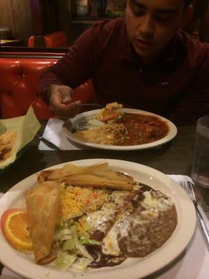 Our dinner I order the piñata fiesta and my husband order carne plate