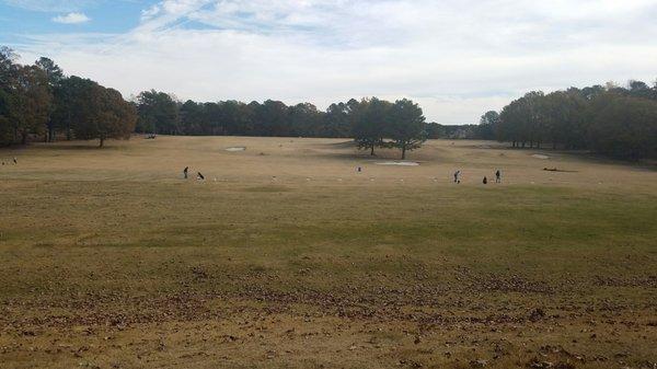 Vast driving range with lots of room for each golfer