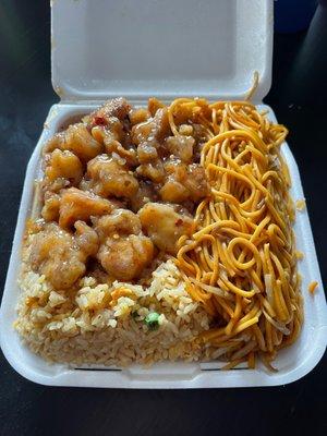 One item combo with half & half and orange chicken