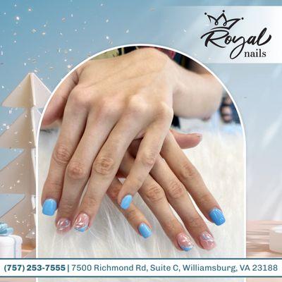 Dive into the cool beauty of winter with our captivating blue nail art. 
Let your nails be the canvas for winter's tranquil elegance.