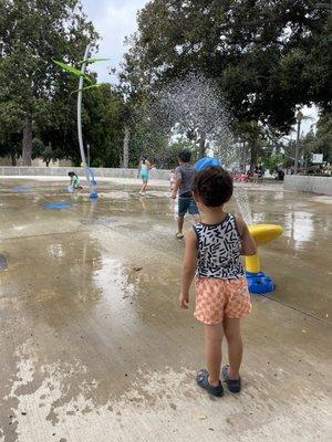 Child play at splash pads