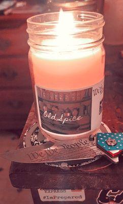 Old Spice wood wick candle