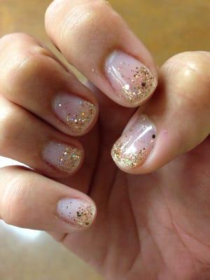 My glitter shellac manicure $24