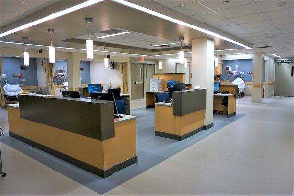 Nurse's station at Rochester Regional Hospital. Renovations by DGA Builders.