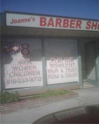 Joanne's Barber in Carmichael. I took this with my cell phone. The haircuts are actually $9, not $8 as of 9/18/09