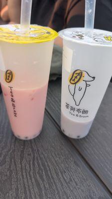 Watermelon milk and taro milk