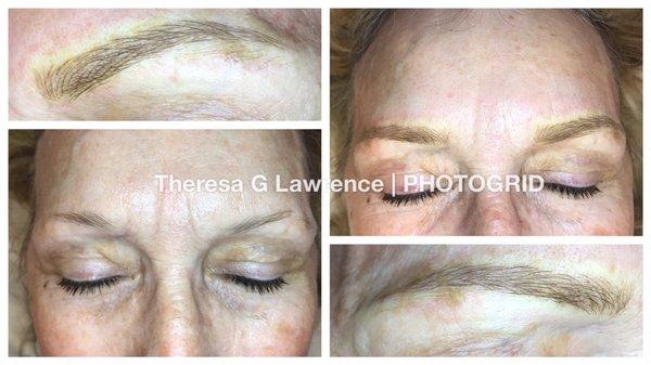 Microblading a sparse brow.