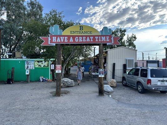 East entrance into swap meet (Palo Verde Rd)