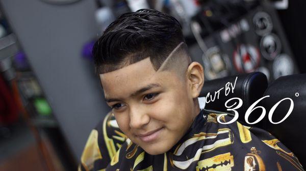 Feathered combover skin fade with arched part.  Cut by 360.