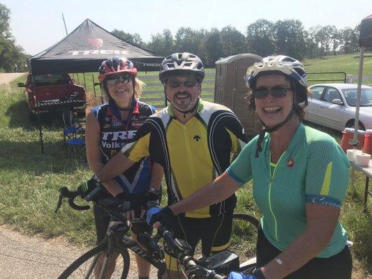 Trek bike shop mechanic at rest stop during Johnny Ray ride. He was awesome. Adjusted gears/identified a huge shifter problem.