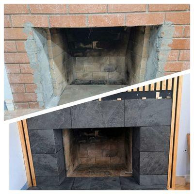 Camarillo Ca (fireplace) 12x24 porcelain tiles