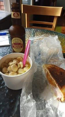 Soup and sandwich at Geschenk.