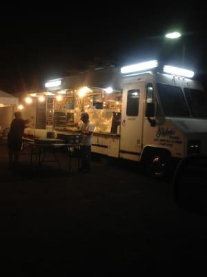 The truck itself & the table of condiments!