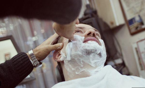 Nothing like a hot lather shave by a professional Master Barber.